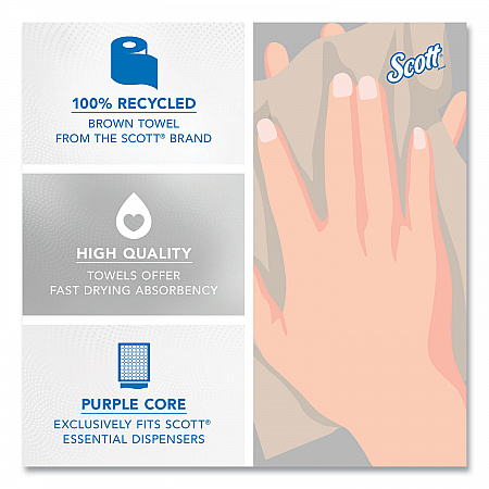 Essential 100% Recycled Fiber Hard Roll Towel, 1-Ply, 8