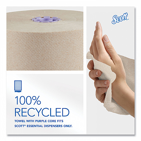 Essential 100% Recycled Fiber Hard Roll Towel, 1-Ply, 8