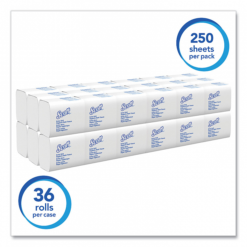 Hygienic Bath Tissue, Septic Safe, 2-Ply, White, 250 Sheets/Pack, 36 Packs/Carton (48280)