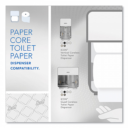 Pro Small Core High Capacity/SRB Bath Tissue, Septic Safe, 2-Ply, White, 1,100 Sheets/Roll, 36 Rolls/Carton (47305)