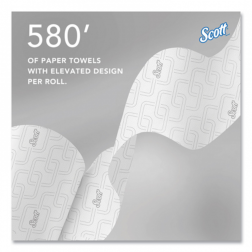 Slimroll Towels, 1-Ply, 8" x 580 ft, White/Pink Core, Traditional Business, 6 Rolls/Carton (47032)