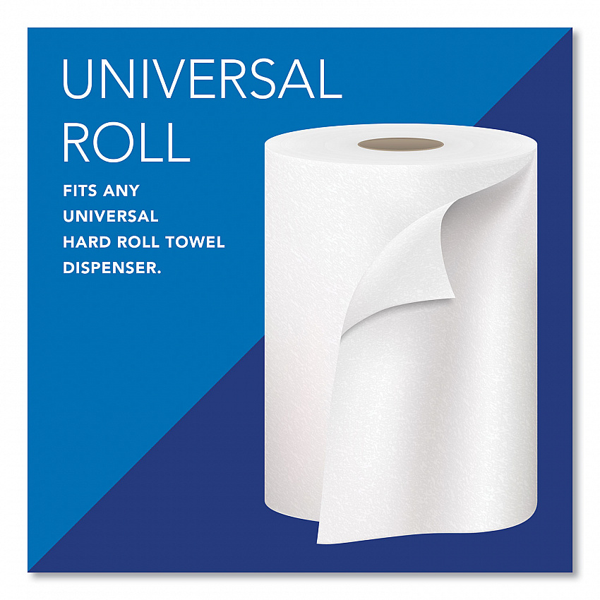Essential High Capacity Hard Roll Towels for Business, Absorbency Pockets, 1-Ply, 8" x 1,000 ft, 1.5" Core, White,12 Rolls/CT (01000)