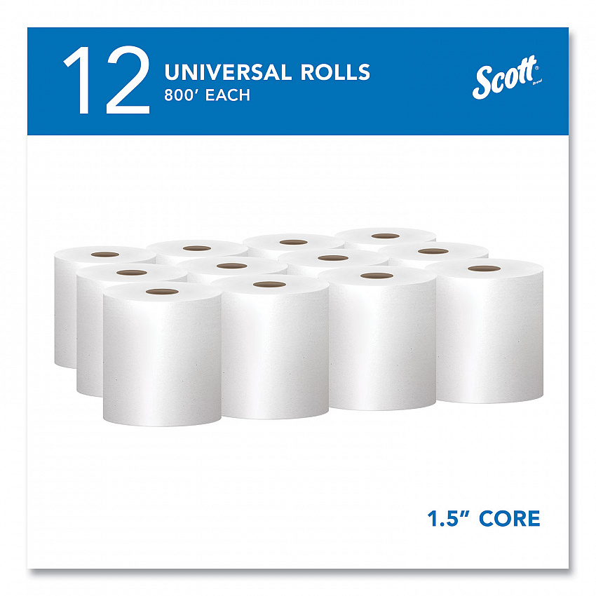 Essential Hard Roll Towels for Business, Absorbency Pockets, 1-Ply, 8" x 800 ft, 1.5" Core, White, 12 Rolls/Carton (01040)