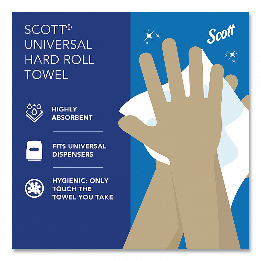 Essential Hard Roll Towels for Business, Absorbency Pockets, 1-Ply, 8" x 800 ft, 1.5" Core, White, 12 Rolls/Carton (01040)