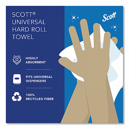 Essential 100% Recycled Fiber Hard Roll Towel, 1-Ply, 8