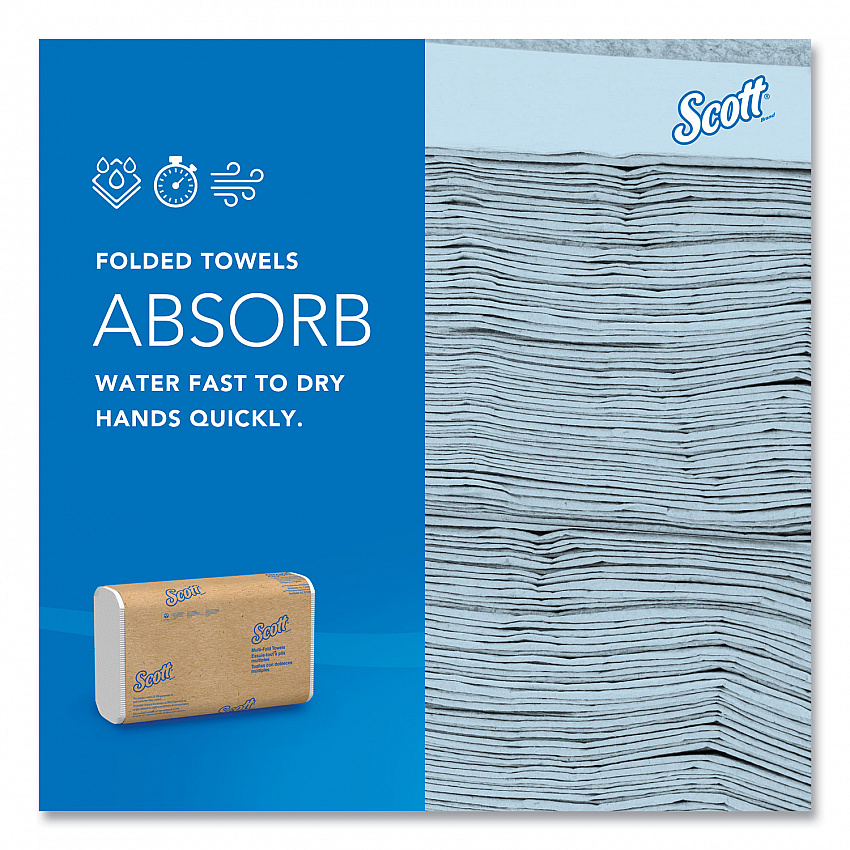 Essential Multi-Fold Towels, Plus Tier, Absorbency Pockets, 1-Ply, 9.2 x 9.4, White, 250/Packs, 16 Packs/Carton (01804)