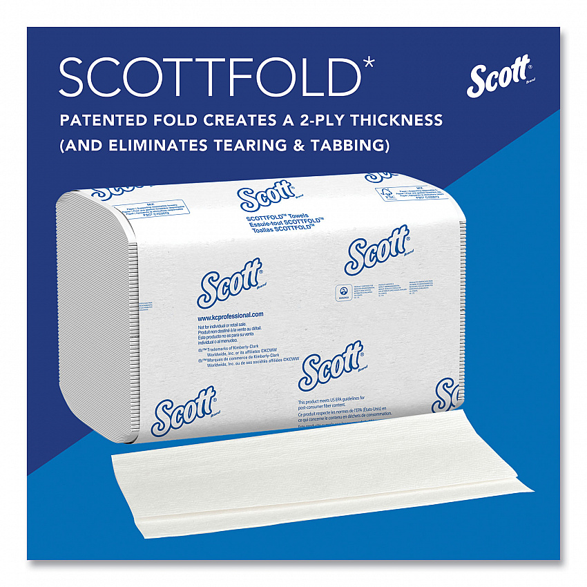 Pro Scottfold Towels, 1-Ply, 7.8 x 12.4, White, 175 Towels/Pack, 25 Packs/Carton (01960)