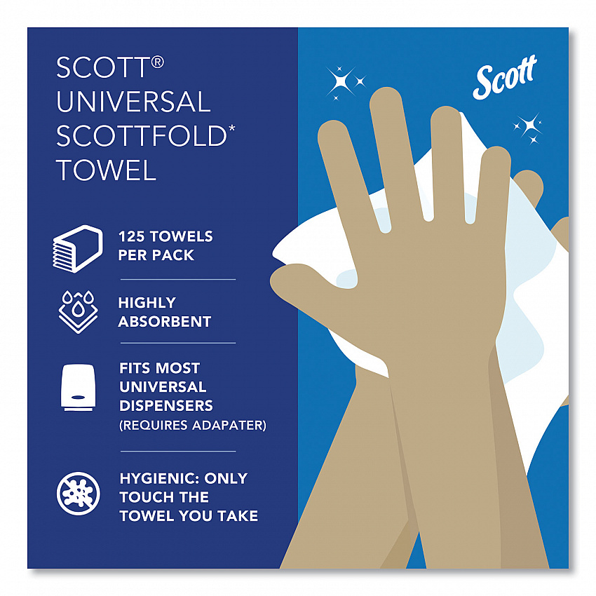 Pro Scottfold Towels, 1-Ply, 7.8 x 12.4, White, 175 Towels/Pack, 25 Packs/Carton (01960)