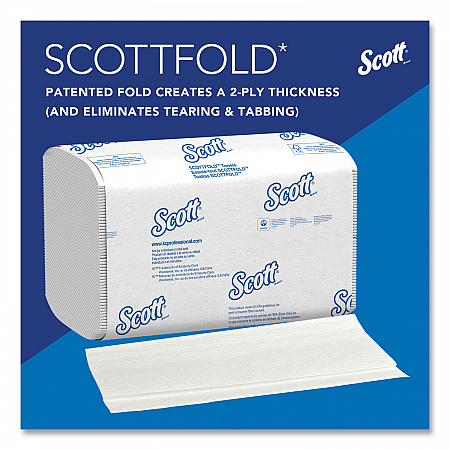 Pro Scottfold Towels, 1-Ply, 9.4 x 12.4, White, 175 Towels/Pack, 25 Packs/Carton (01980)