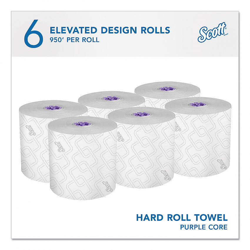 Essential High Capacity Hard Roll Towel, 1-Ply, 8" x 950 ft, White, 6 Rolls/Carton (02001)