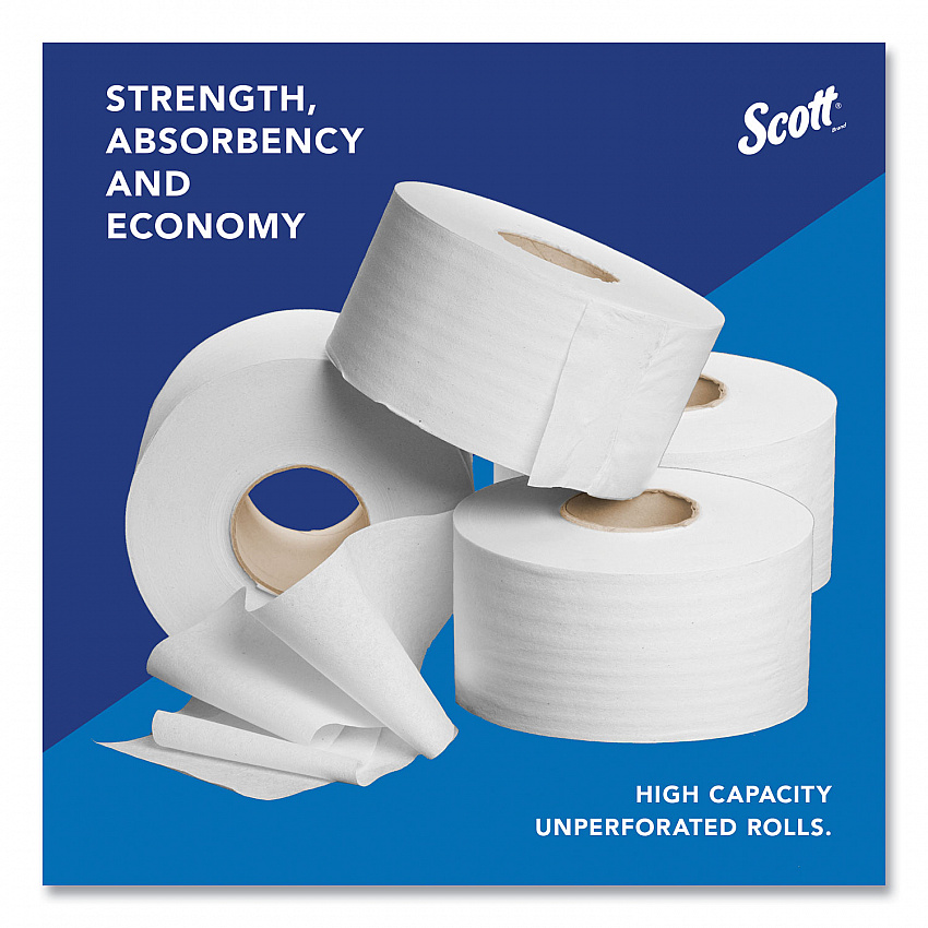 Essential JRT Jumbo Roll Bathroom Tissue, Septic Safe, 2-Ply, 3.55" x 1,000 ft, White, 4 Rolls/Carton (03148)