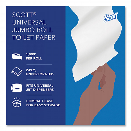 Essential JRT Jumbo Roll Bathroom Tissue, Septic Safe, 2-Ply, 3.55
