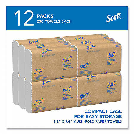 Multi-Fold Towels, Absorbency Pockets, 1-Ply, 9.2 x 9.4, White, 250 Sheets/Pack, 12 Packs/Carton (03650)