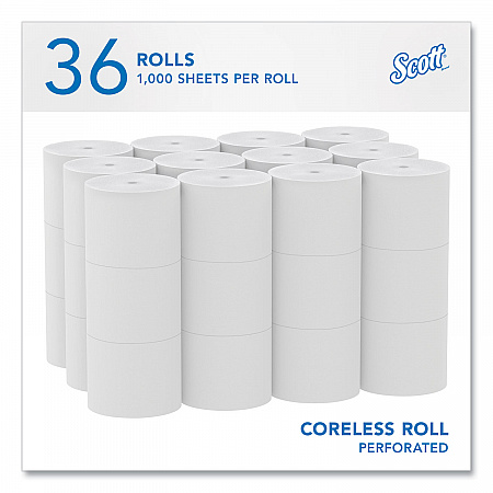 Essential Coreless SRB Bathroom Tissue, Septic Safe, 2-Ply, White, 1,000 Sheets/Roll, 36 Rolls/Carton (04007)