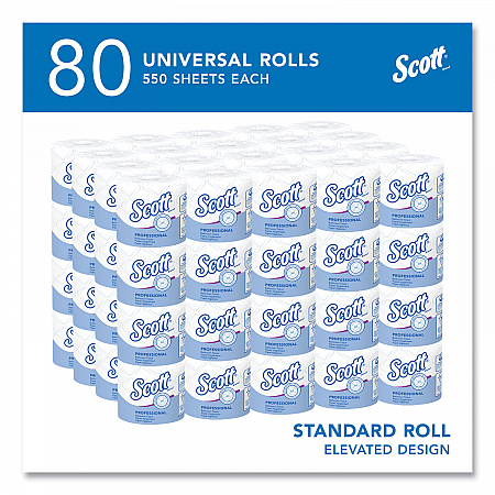 Essential Standard Roll Bathroom Tissue for Business, Septic Safe, 2-Ply, White, 550 Sheets/Roll, 80 Rolls/Carton (04460)