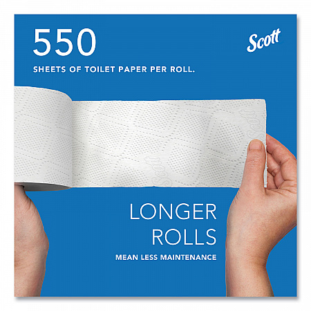 Essential Standard Roll Bathroom Tissue for Business, Septic Safe, 2-Ply, White, 550 Sheets/Roll, 80 Rolls/Carton (04460)