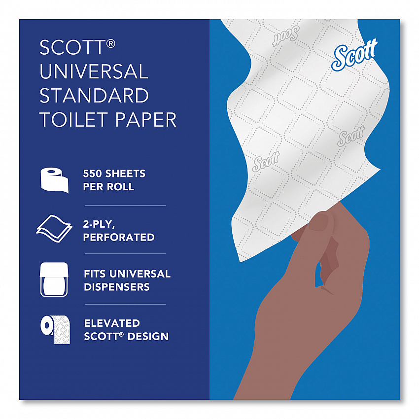 Essential Standard Roll Bathroom Tissue for Business, Septic Safe, 2-Ply, White, 550 Sheets/Roll, 80 Rolls/Carton (04460)