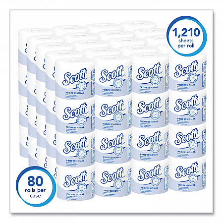 Essential Standard Roll Bathroom Tissue for Business, Septic Safe, 1-Ply, White, 1,210 Sheets/Roll, 80 Rolls/Carton (05102CT)