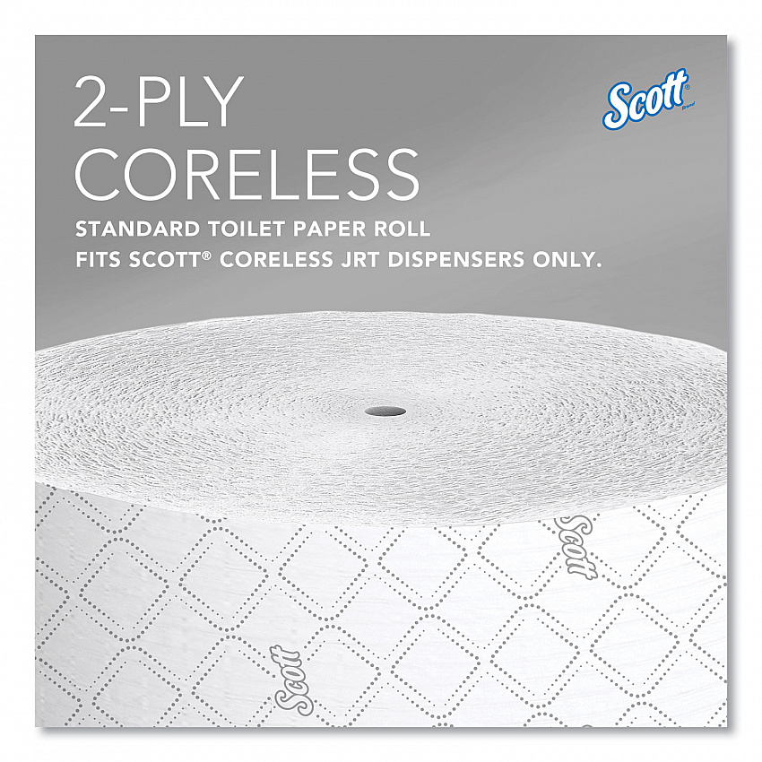 Essential Coreless JRT, Septic Safe, 2-Ply, 3.75" x 1,150 ft, White, 12 Rolls/Carton (07006)