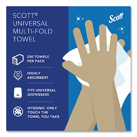 Essential Multi-Fold Towels, 1-Ply, 8 x 9.4, White, 250/Pack, 16 Packs/Carton (37490)