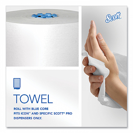 Pro Hard Roll Paper Towels with Absorbency Pockets for Scott Pro Dispenser, Blue Core Only, 1-Ply, 7.5