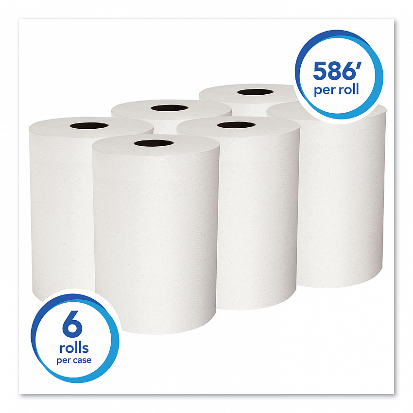 Slimroll Towels, Absorbency Pockets, 8" x 580 ft, White, 6 Rolls/Carton (12388)