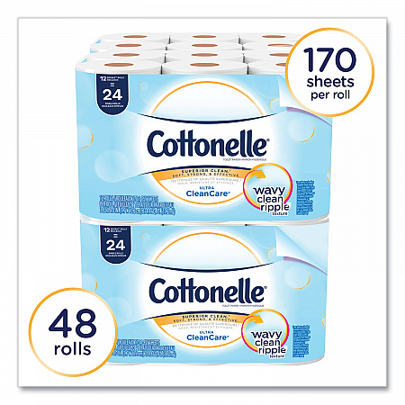 Clean Care Bathroom Tissue, Septic Safe, 1-Ply, White, 170 Sheets/Roll, 48 Rolls/Carton (12456)