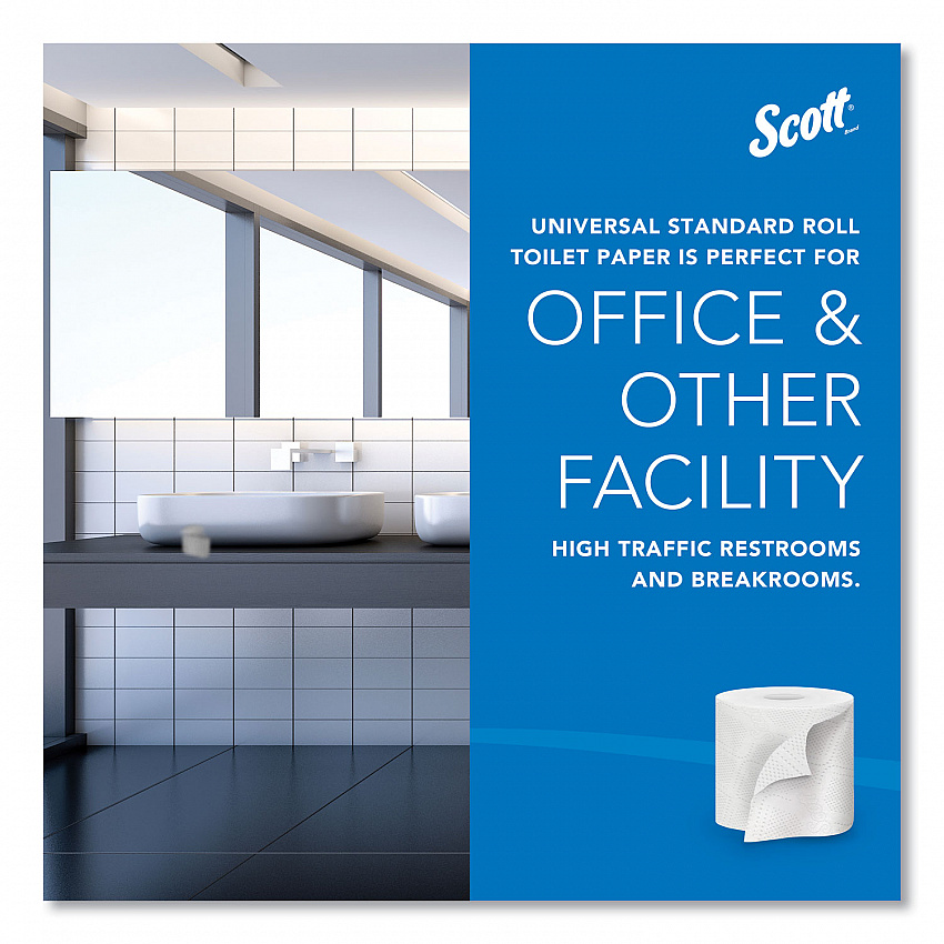 Essential Standard Roll Bathroom Tissue for Business, Septic Safe, 2-Ply, White, 550 Sheets/Roll, 80 Rolls/Carton (04460)