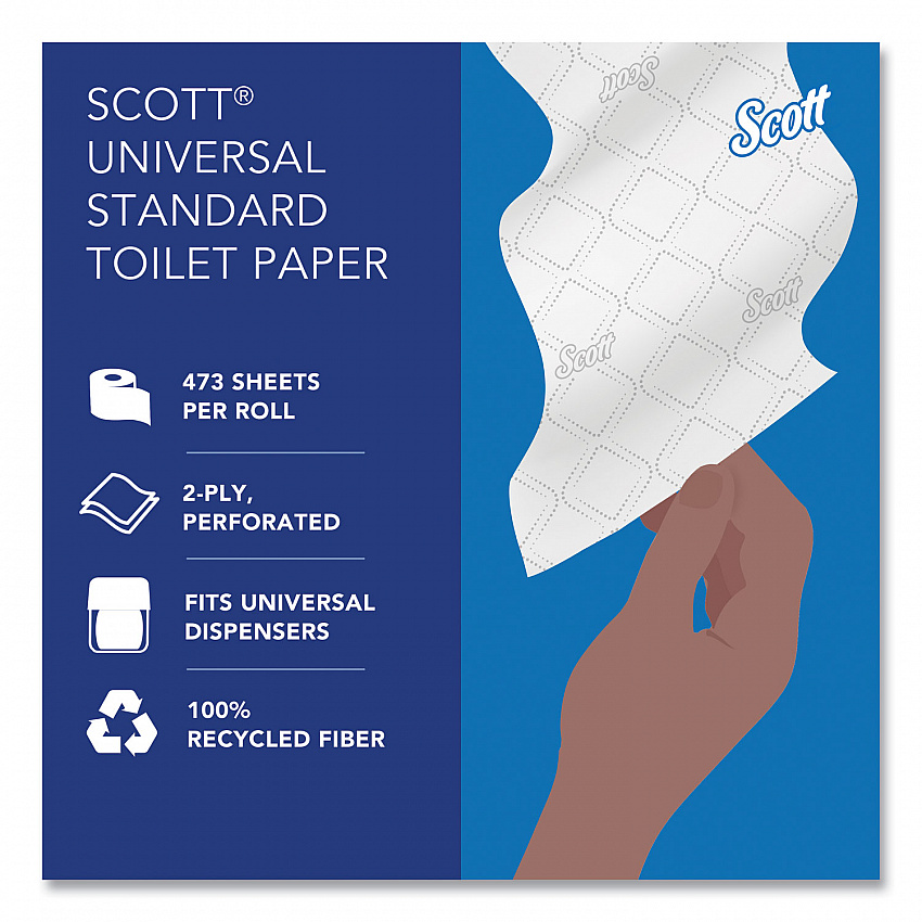 Essential 100% Recycled Fiber SRB Bathroom Tissue, Septic Safe, 2-Ply, White, 473 Sheets/Roll, 80 Rolls/Carton (13217)
