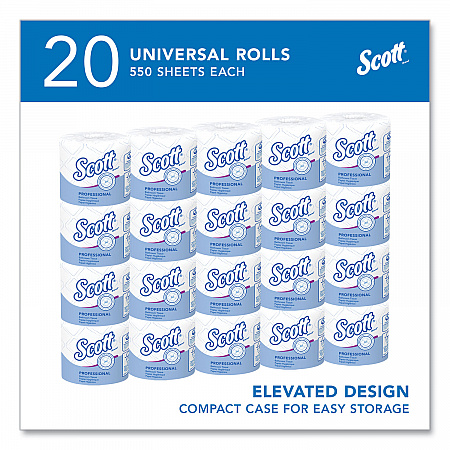 Essential Standard Roll Bathroom Tissue for Business, Septic Safe, 2-Ply, White, 550 Sheets/Roll, 20 Rolls/Carton (13607)