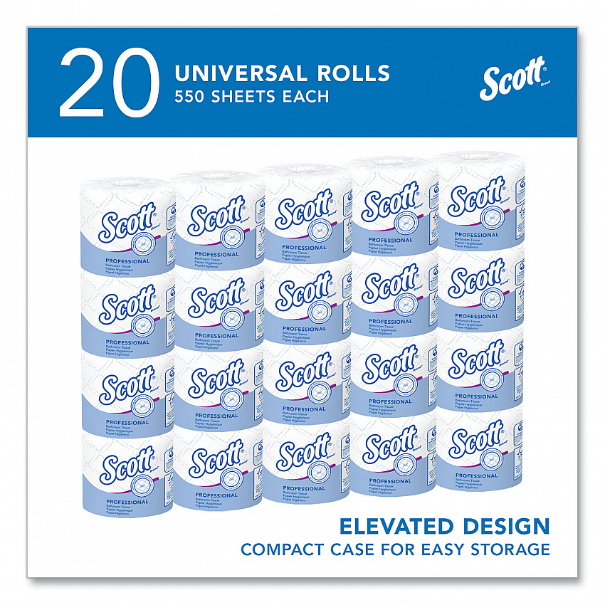 Essential Standard Roll Bathroom Tissue for Business, Septic Safe, 2-Ply, White, 550 Sheets/Roll, 20 Rolls/Carton (13607)
