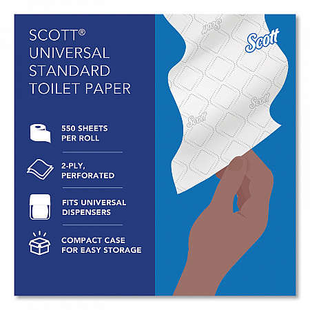 Essential Standard Roll Bathroom Tissue for Business, Septic Safe, 2-Ply, White, 550 Sheets/Roll, 20 Rolls/Carton (13607)
