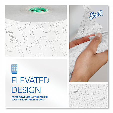 Pro Hard Roll Paper Towels with Elevated Scott Design for Scott Pro Dispenser, Green Core Only, 1-Ply, 1,150 ft, 6 Rolls/CT (25700)