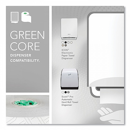 Pro Hard Roll Paper Towels with Elevated Scott Design for Scott Pro Dispenser, Green Core Only, 1-Ply, 1,150 ft, 6 Rolls/CT (25700)