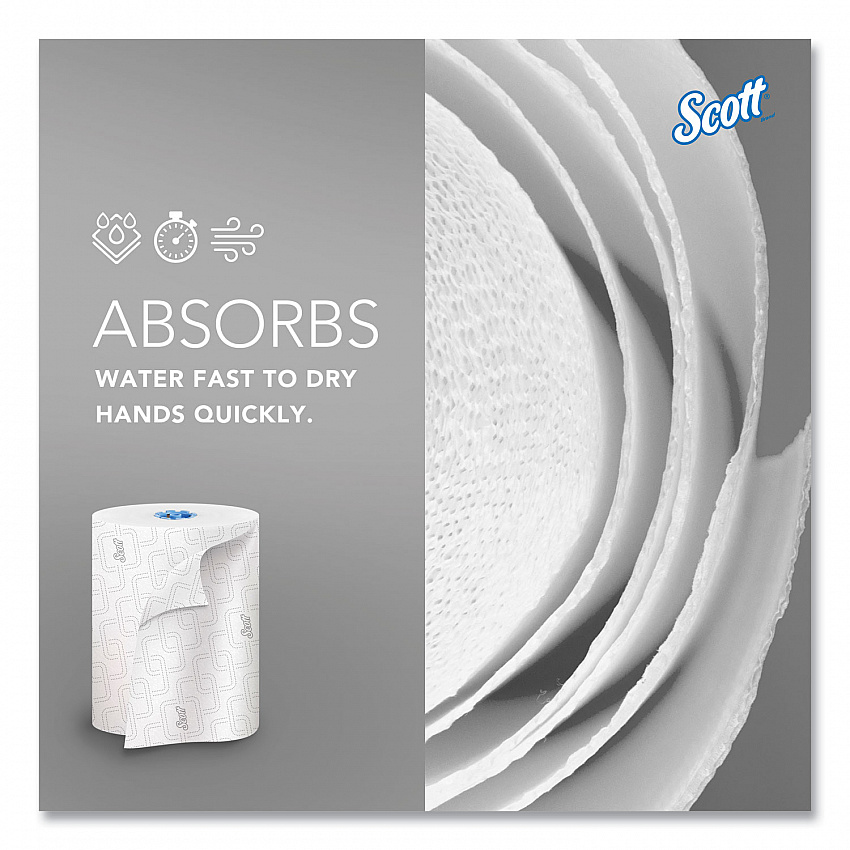 Pro Hard Roll Paper Towels with Elevated Scott Design for Scott Pro Dispenser, Blue Core Only, 1-Ply, 1,150 ft, 6 Rolls/CT (25702)