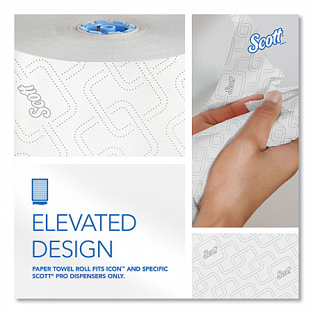 Pro Hard Roll Paper Towels with Elevated Scott Design for Scott Pro Dispenser, Blue Core Only, 1-Ply, 1,150 ft, 6 Rolls/CT (25702)
