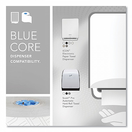Pro Hard Roll Paper Towels with Elevated Scott Design for Scott Pro Dispenser, Blue Core Only, 1-Ply, 1,150 ft, 6 Rolls/CT (25702)