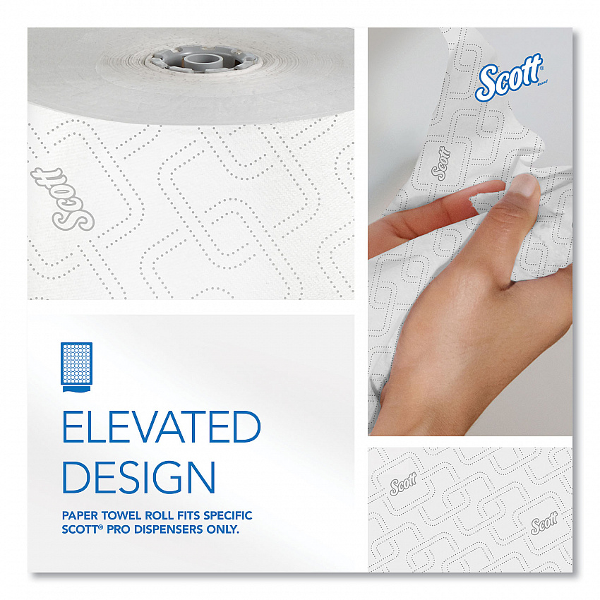 Pro Hard Roll Paper Towels with Elevated Scott Design for Scott Pro Dispenser, Gray Core Only, 1-Ply, 1,150 ft, 6 Rolls/CT (25703)