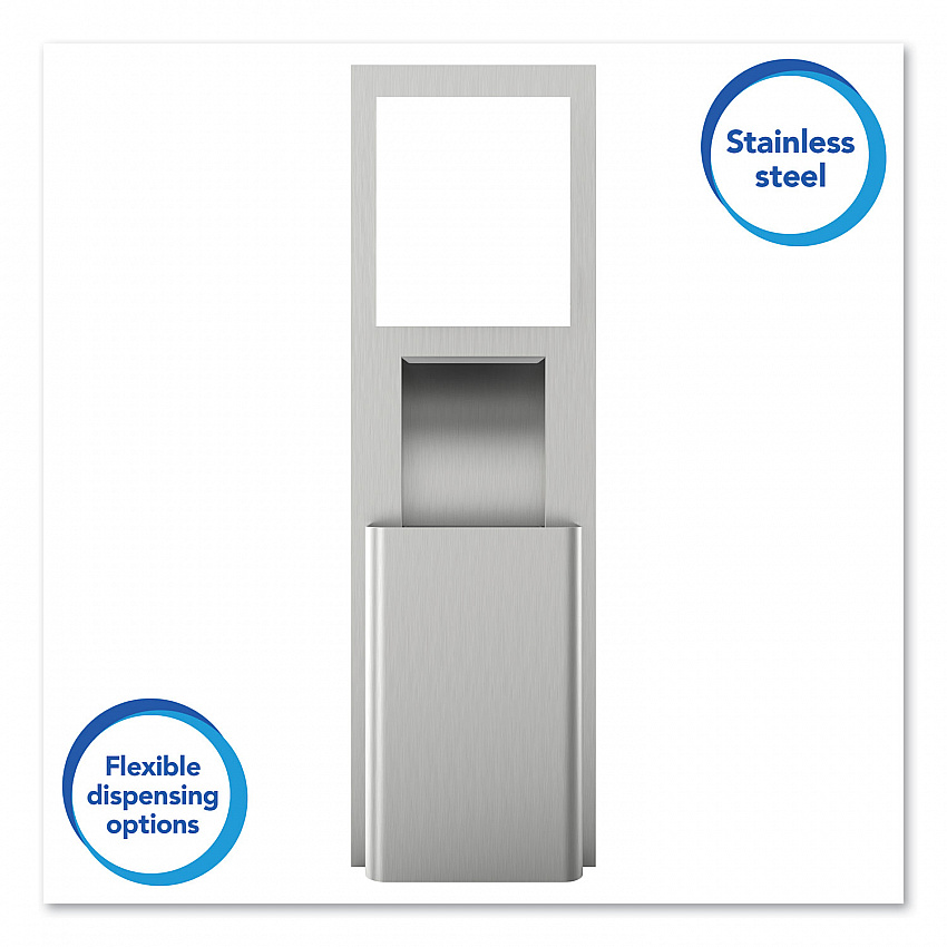 MOD Stainless Steel Recessed Wall Unit with Trash Receptacle, 11 x 4.5 x 54.5 (35370)