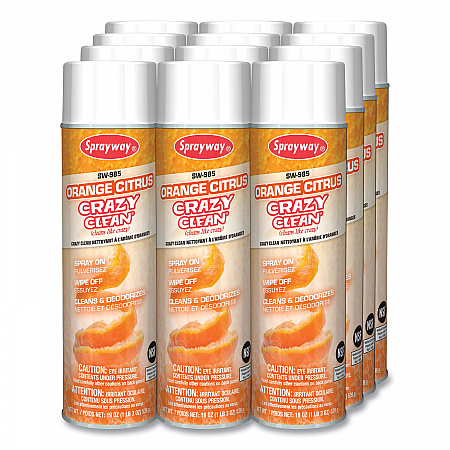 Orange Citrus Crazy Clean, Orange Scent, 19 oz Aerosol Spray, Dozen (985)