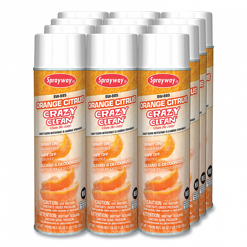Orange Citrus Crazy Clean, Orange Scent, 19 oz Aerosol Spray, Dozen (985)