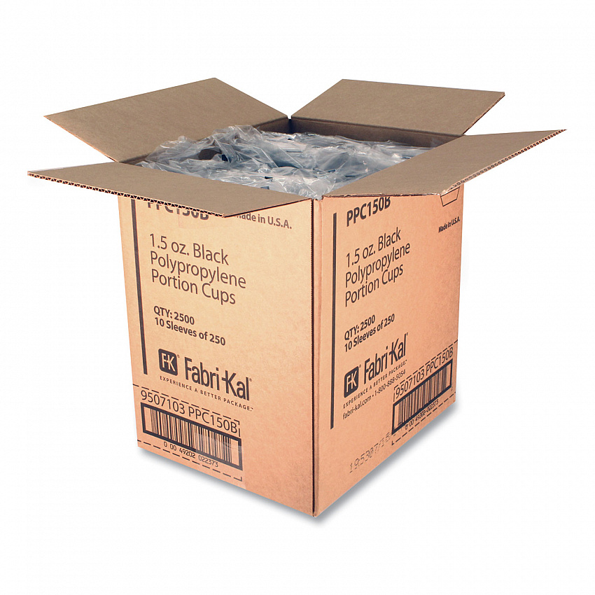 Portion Cups, 1.5 oz, Plastic, Black, 250/Sleeve, 10 Sleeves/Carton (PPC150B)