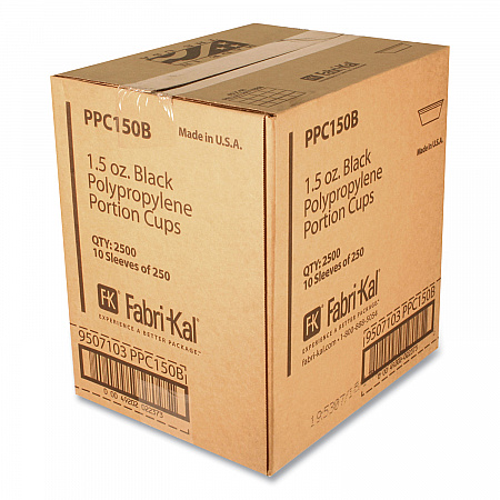 Portion Cups, 1.5 oz, Plastic, Black, 250/Sleeve, 10 Sleeves/Carton (PPC150B)