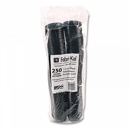 Portion Cups, 1.5 oz, Squat, Plastic, Black, 250/Sleeve, 10 Sleeves/Carton (PC150SB)