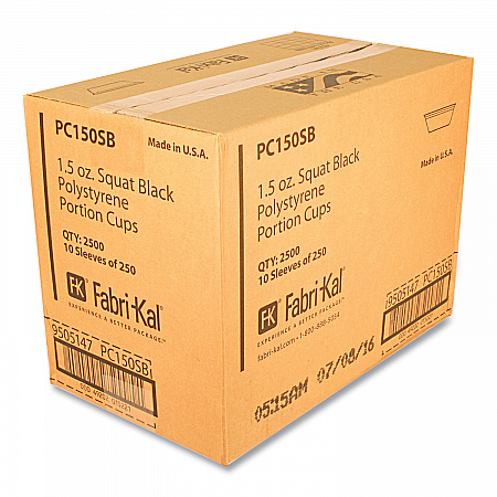 Portion Cups, 1.5 oz, Squat, Plastic, Black, 250/Sleeve, 10 Sleeves/Carton (PC150SB)