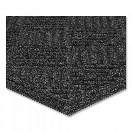 Ecomat Crosshatch Entry Mat, Rectangular, Charcoal Gray Crush-Resistant Ribbed Surface, 36