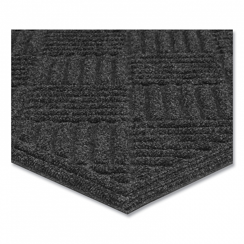 Ecomat Crosshatch Entry Mat, Rectangular, Charcoal Gray Crush-Resistant Ribbed Surface, 36" x 60" (072023)