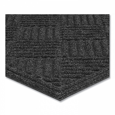 Ecomat Crosshatch Entry Mat, Rectangular, Charcoal Gray Crush-Resistant Ribbed Surface, 48