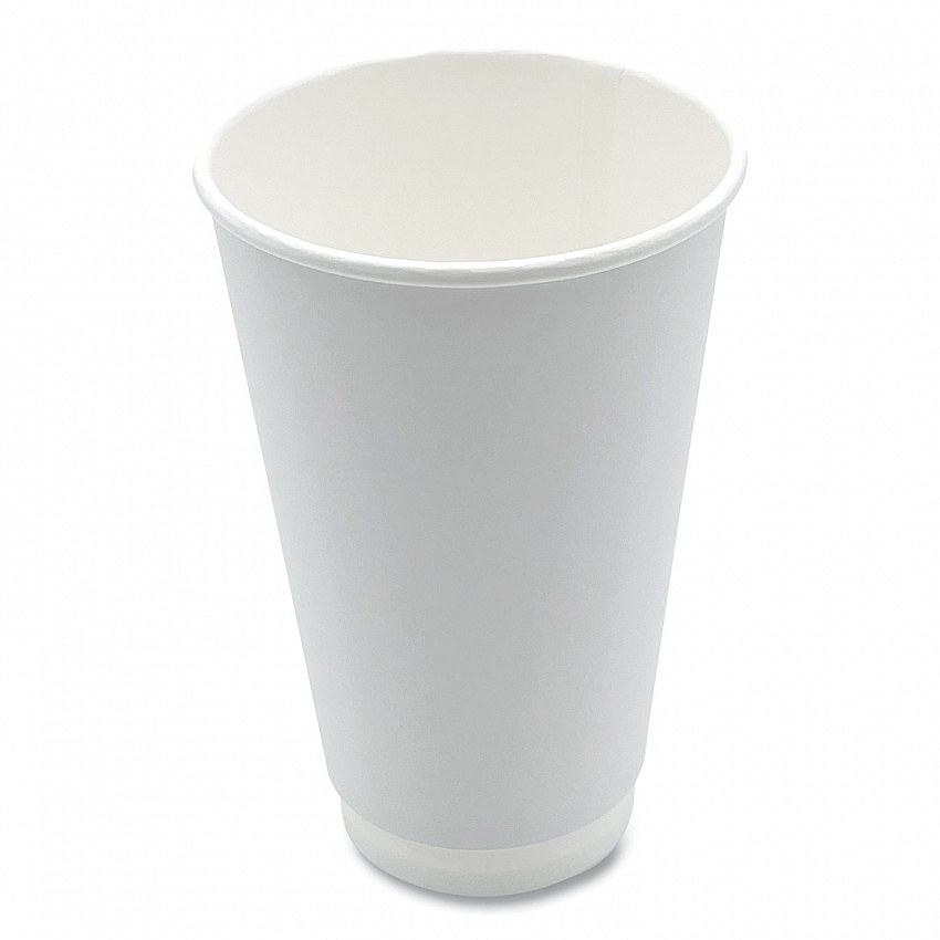 Paper Hot Cups, Double-Walled, 16 oz, White, 25/Pack (DW16HCUPPK)