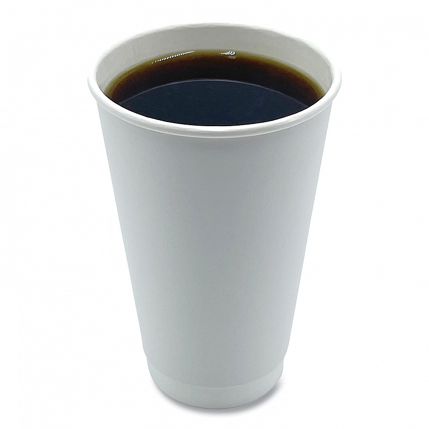 Paper Hot Cups, Double-Walled, 16 oz, White, 500/Carton (DW16HCUP)